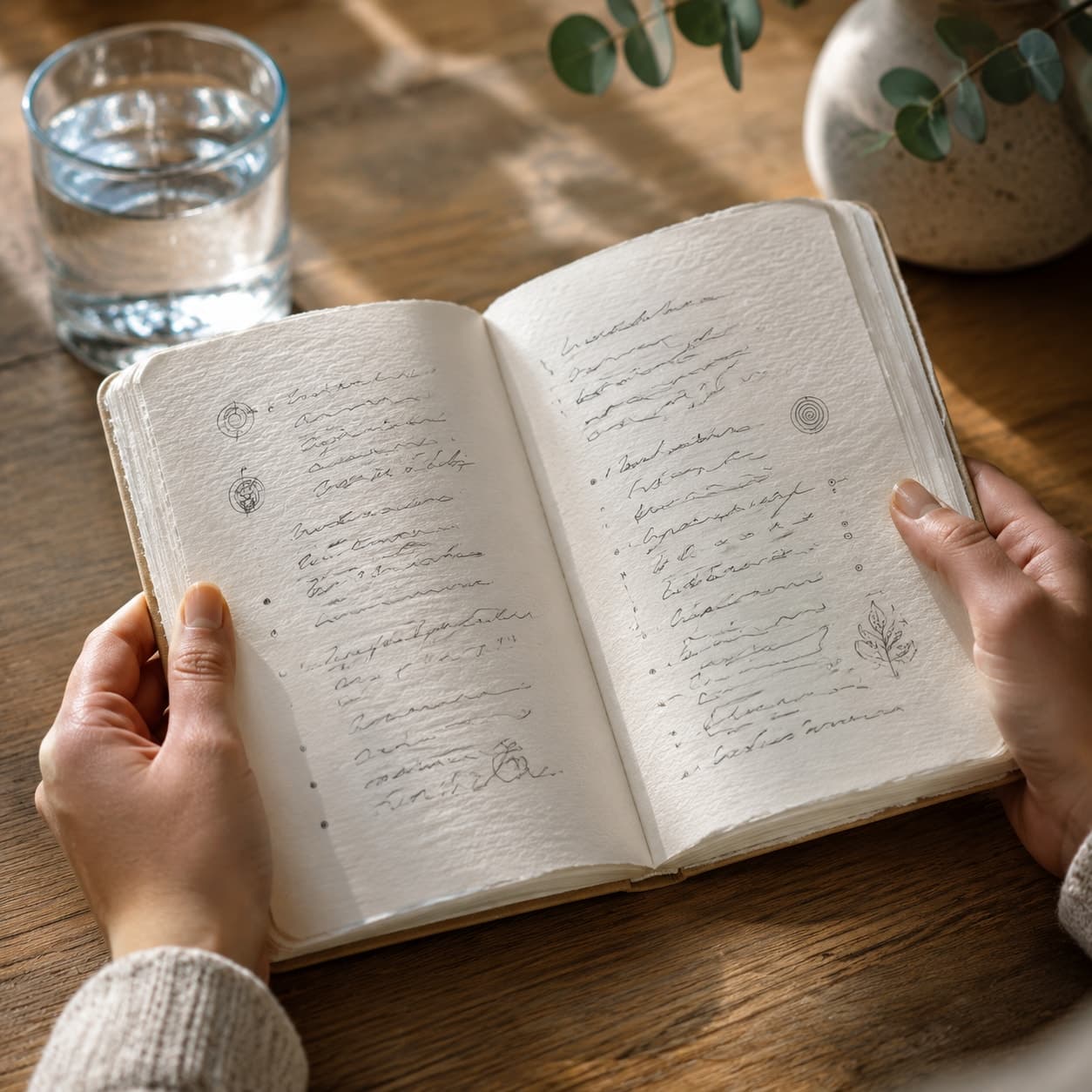 Cuaderno con preguntas escritas preparado para una sesión online
